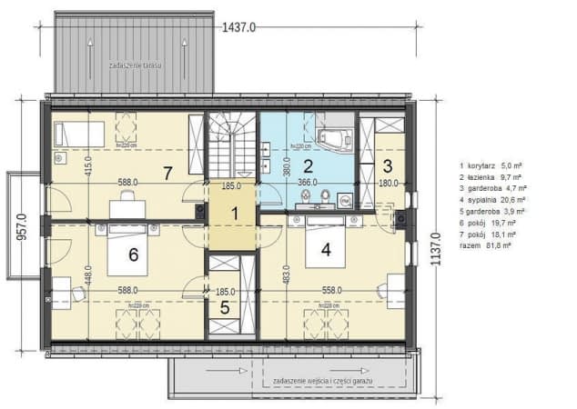 Rzut projektu Bocian 3 z garażem 2-st. - Rzut poddasza