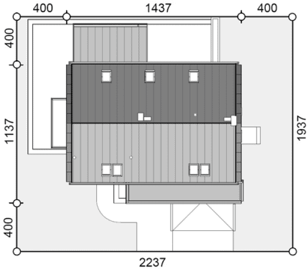 Rzut projektu Bocian 3 z garażem 2-st. - Usytuowanie na działce