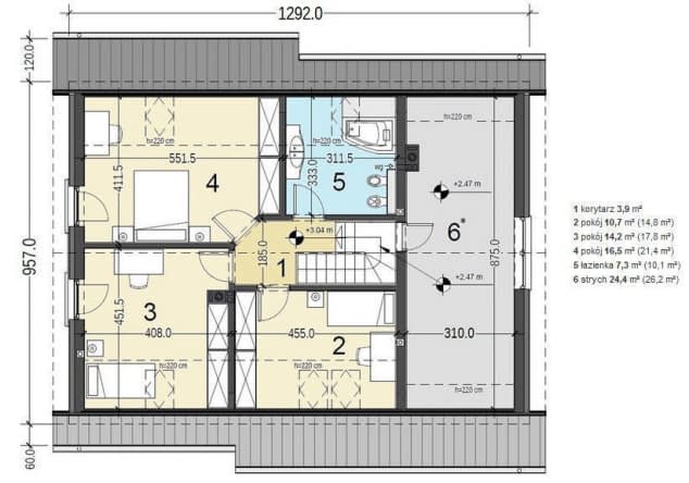 Rzut projektu Jaskółka 5 z garażem - Rzut poddasza
