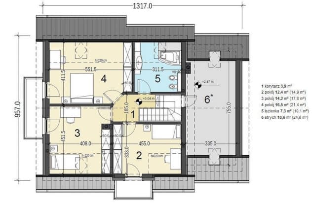 Rzut projektu Jaskółka 4 z garażem - Rzut poddasza