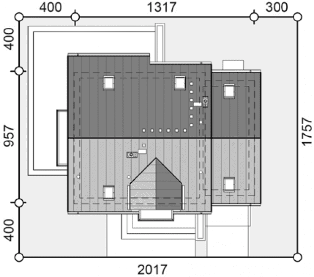 Rzut projektu Jaskółka 4 z garażem - Usytuowanie na działce
