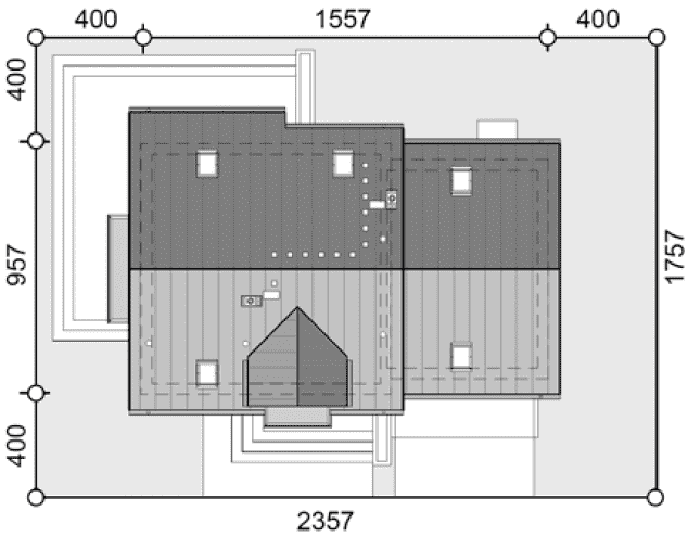 Rzut projektu Jaskółka 6 z garażem 2-st. - Usytuowanie na działce