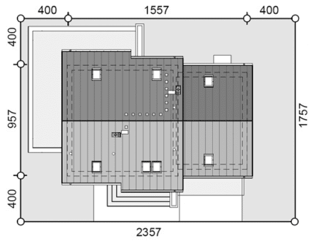 Rzut projektu Jaskółka 7 z garażem 2-st. - Usytuowanie na działce