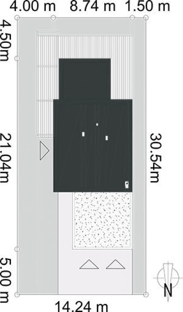 Rzut projektu ELASTYCZNY D26 WARIANT I - Usytuowanie na działce