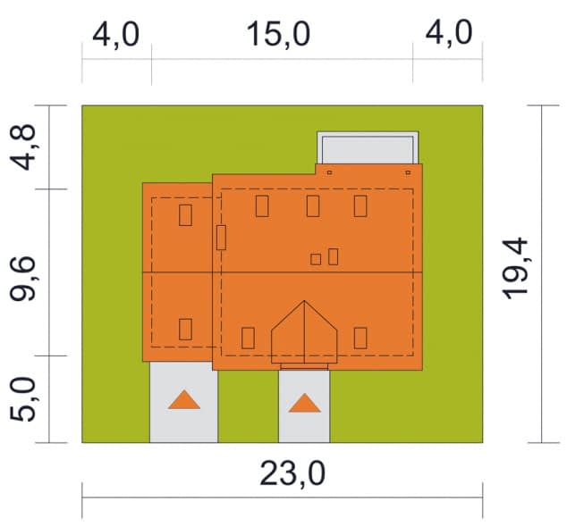 Rzut projektu Viola z garażem opał stały - Usytuowanie na działce
