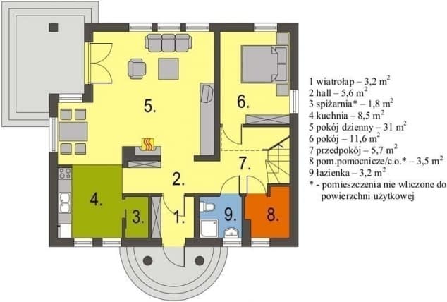 Rzut projektu Agatka - Rzut parteru