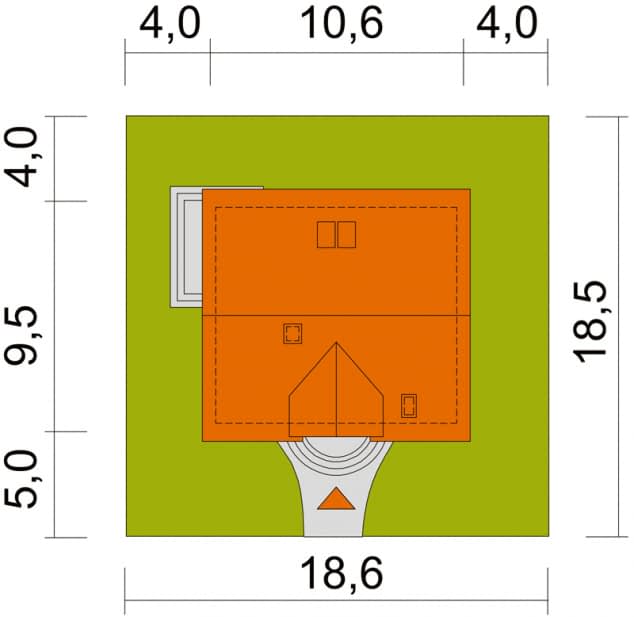 Rzut projektu Agatka - Usytuowanie na działce