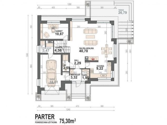 Rzut projektu Alicja X - Rzut parteru