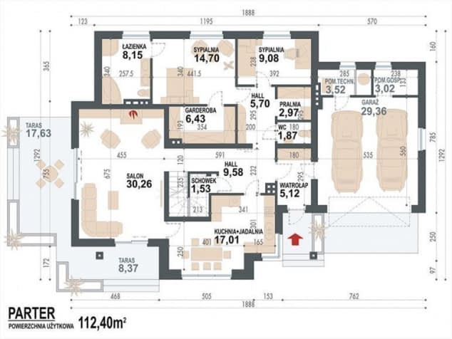 Rzut projektu Szeherezada N 2G - Rzut parteru