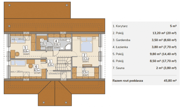 Rzut projektu AJR 02 B - bez garażu - Rzut poddasza