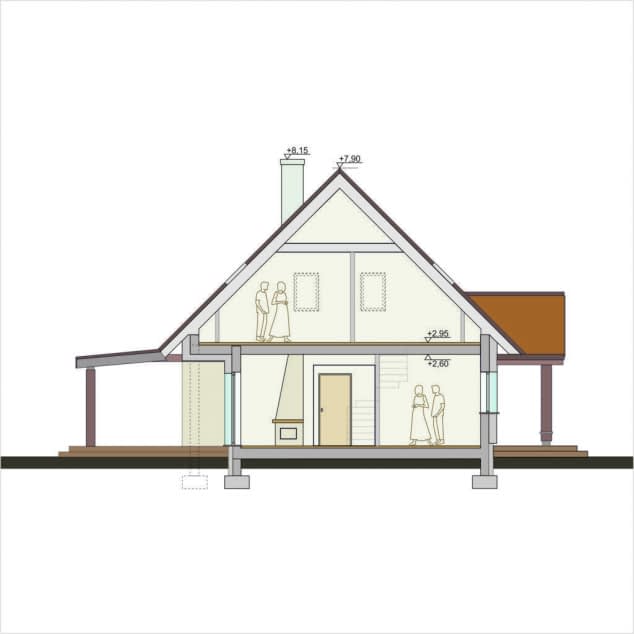 Rzut projektu AJR 02 B - bez garażu - Przekrój