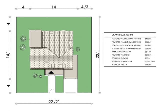 Rzut projektu AJR 19 A1 - z garażem - Usytuowanie na działce