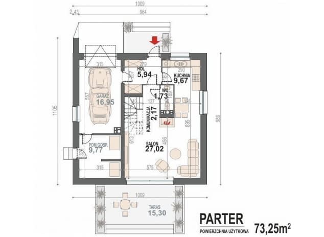 Rzut projektu Nemo - rzut parteru