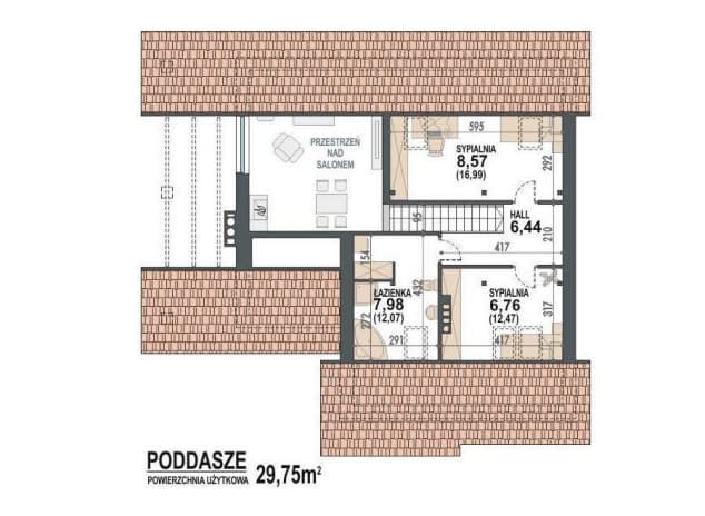 Rzut projektu Maja II N+ - rzut poddasza