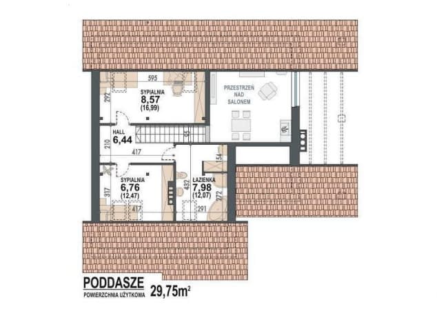 Rzut projektu Maja II N+ - rzut poddasza