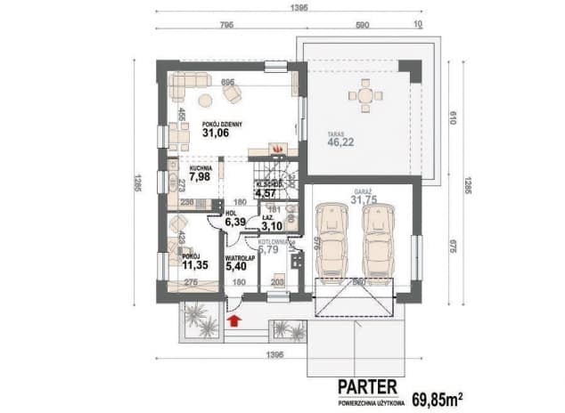 Rzut projektu Gusto II 2G+ - rzut parteru