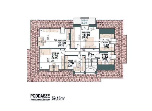 Rzut projektu Reksio N 2G+ - rzut poddasza