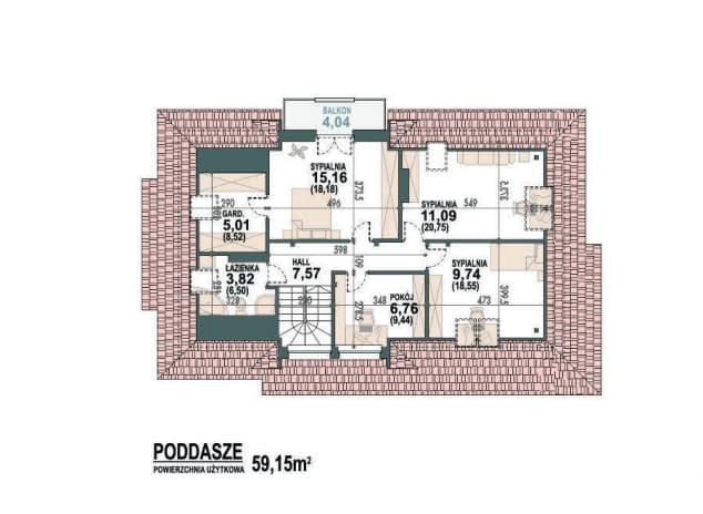 Rzut projektu Reksio N 2G+ - rzut poddasza