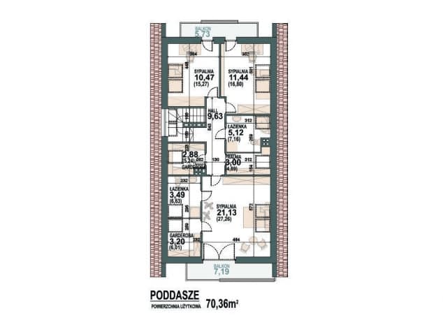 Rzut projektu Szach N 2G+ - rzut poddasza