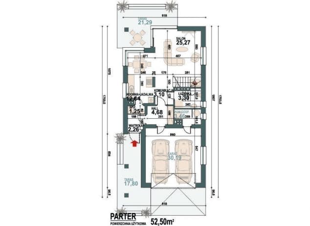 Rzut projektu Szach N 2G+ - rzut parteru