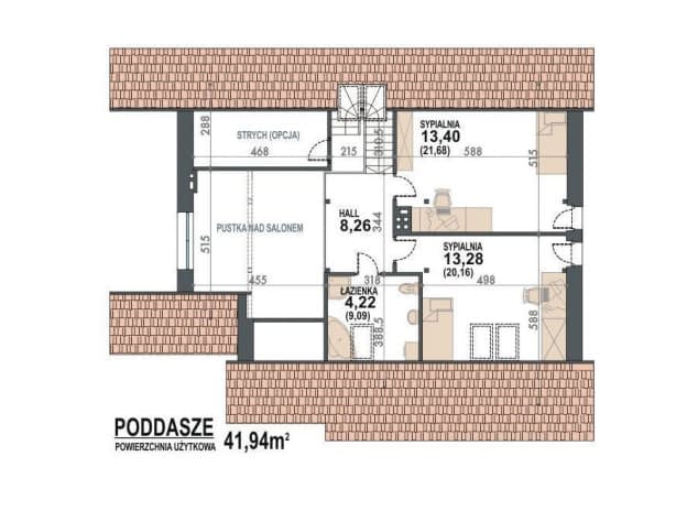 Rzut projektu Nel IIN 2G+ - rzut poddasza