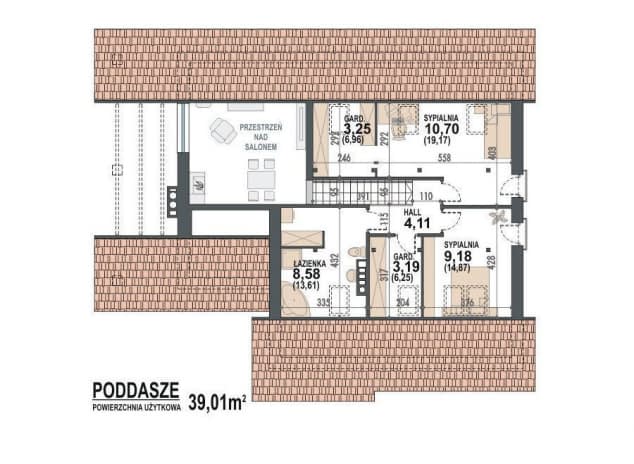 Rzut projektu Maja II 2G+ - rzut poddasza