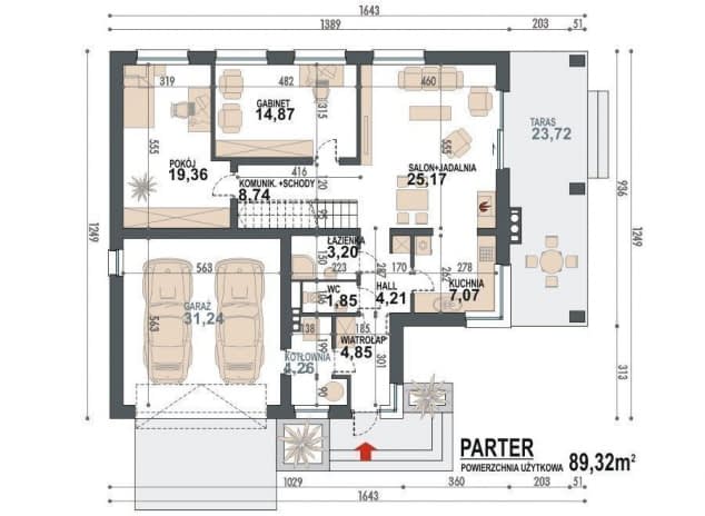 Rzut projektu Maja II 2G+ - rzut parteru