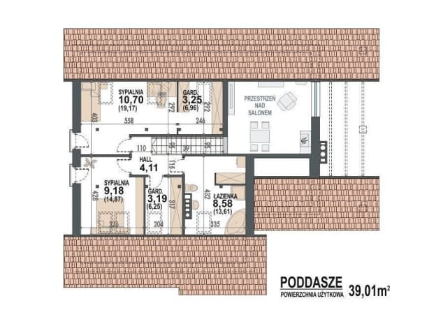 Rzut projektu Maja II 2G+ - rzut poddasza