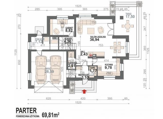 Rzut projektu Alicja N 2G - rzut parteru