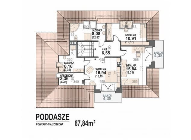 Rzut projektu Alicja N 2G - rzut poddasza