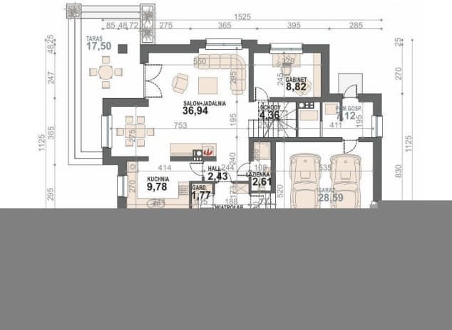 Rzut projektu Alicja N 2G - rzut parteru