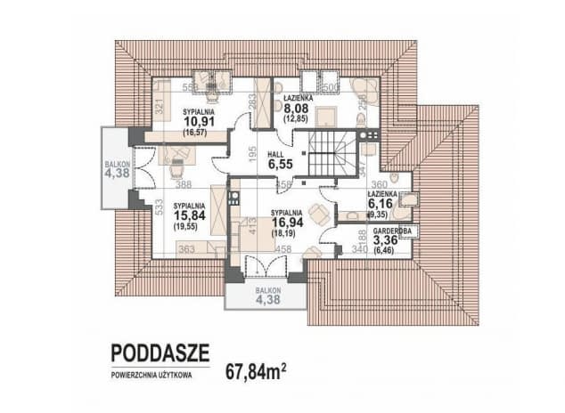 Rzut projektu Alicja N 2G - rzut poddasza