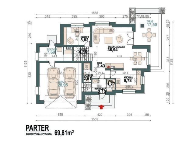 Rzut projektu Alicja N 2G+ - rzut parteru