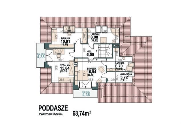Rzut projektu Alicja N 2G+ - rzut poddasza