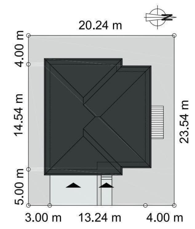 Rzut projektu EG-91 Wariant I - Usytuowanie na działce