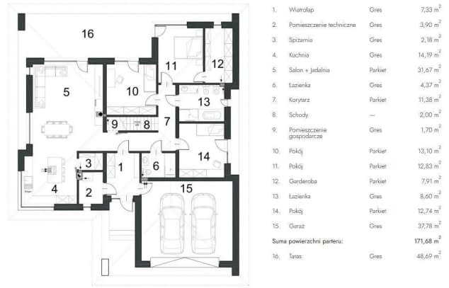 Rzut projektu SZCZEGÓLNY D78 - Rzut parteru
