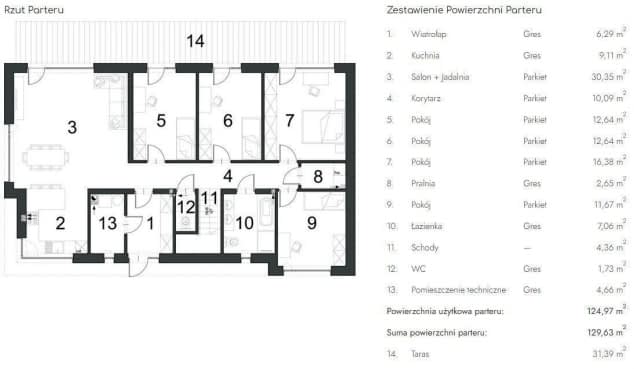 Rzut projektu EG-97 - Rzut parteru