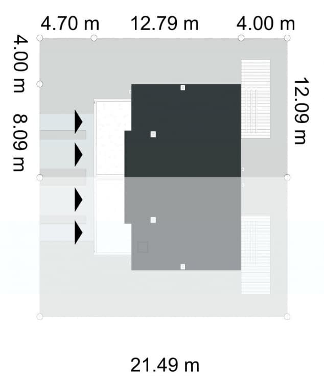 Rzut projektu EG-94 segment SKRAJNY - Usytuowanie na działce