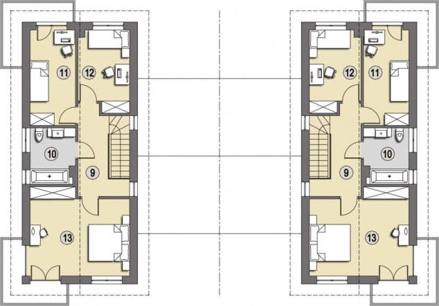 Rzut projektu Havana B - Piętro z trzema sypialniami