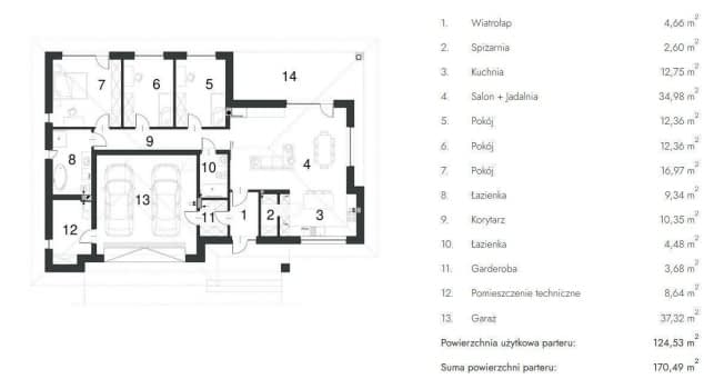 Rzut projektu EG-102 - Rzut parteru