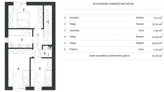 Rzut projektu Bk-19 segment - Rzut piętra