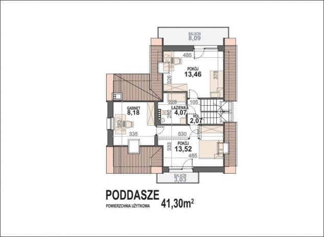 Rzut projektu MINI Nimfa - Rzut poddasza