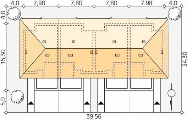 Rzut projektu Sekwoja (CE) - Usytuowanie na działce