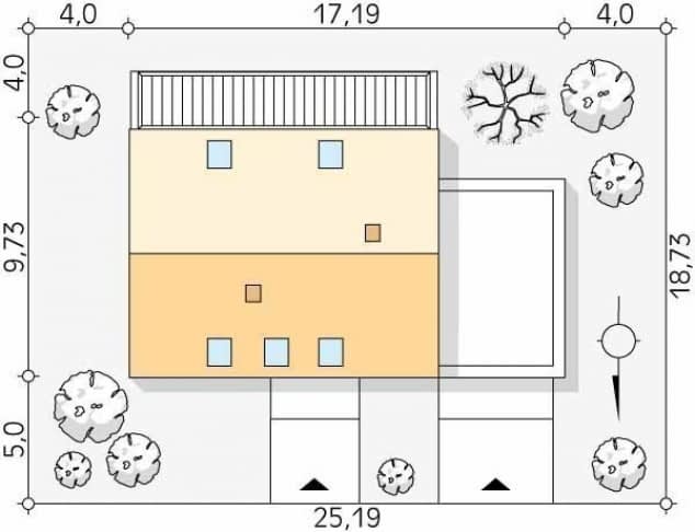 Rzut projektu Promyk 2 (SI) - Usytuowanie na działce