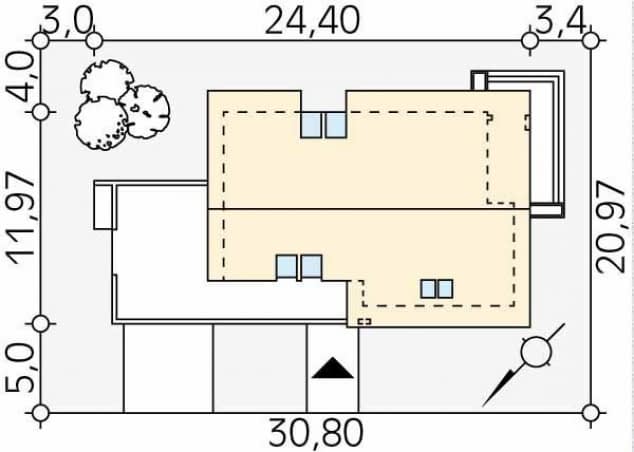 Rzut projektu Onyks 2 (CE) - Usytuowanie na działce