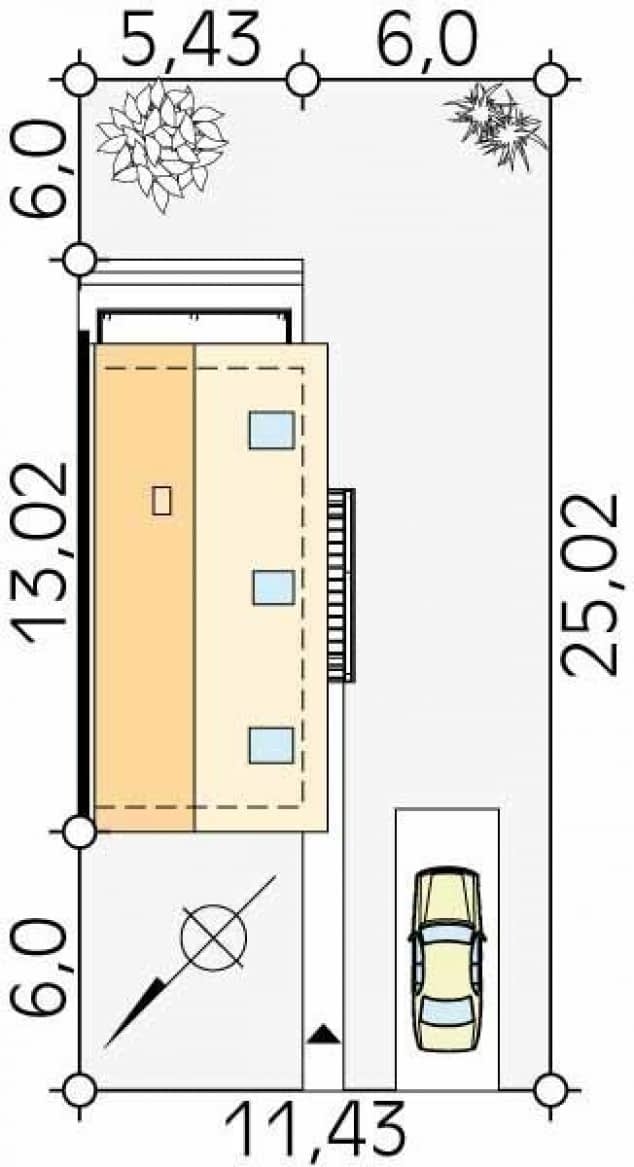 Rzut projektu Miś dr-ST (DR-ST) - Usytuowanie na działce