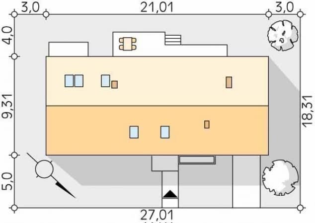 Rzut projektu Jemioła 3 (CE) - Usytuowanie na działce