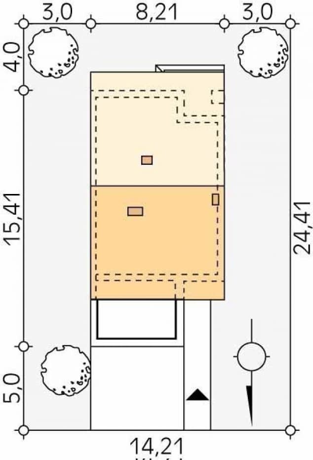 Rzut projektu Sekwoja W2 (CE) - Usytuowanie na działce