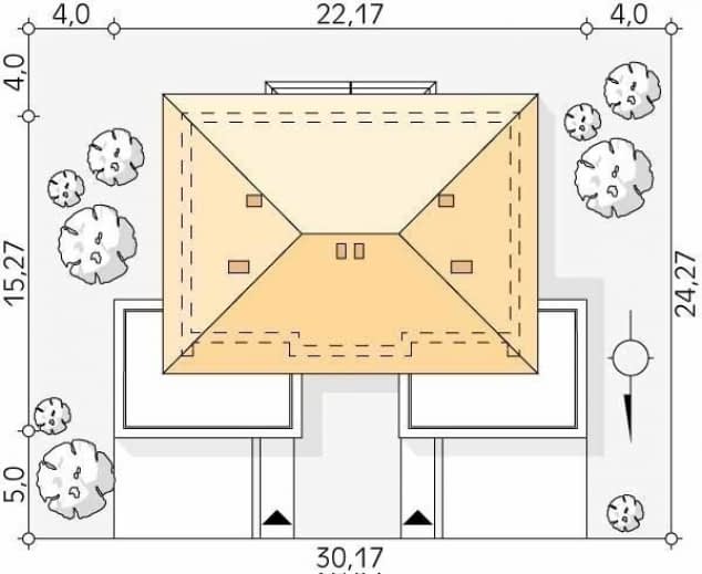 Rzut projektu Waniliowy (CE) - Usytuowanie na działce