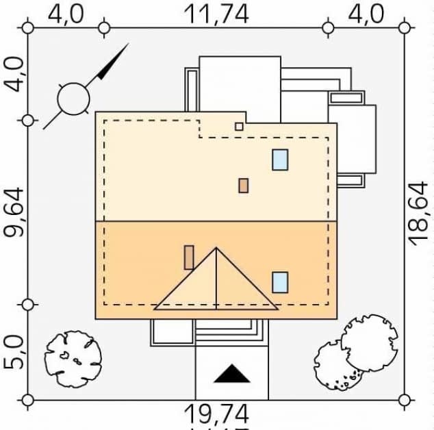 Rzut projektu Ibis (KO) - Usytuowanie na działce